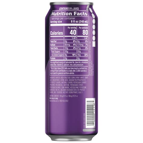 Buy Mountain Dew Kickstart Grape Energizing Juice 16 Oz Can Online At