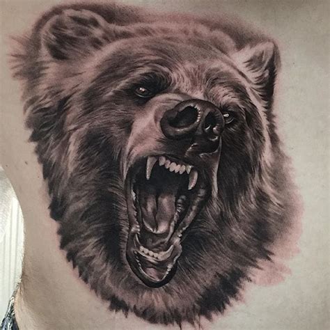 Draw two blunt triangles at the top of the circle. Tattoo uploaded by Stacie Mayer | Growling bear tattoo by ...