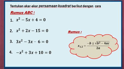 Akar Persamaan Kuadrat Rumus Abc Youtube