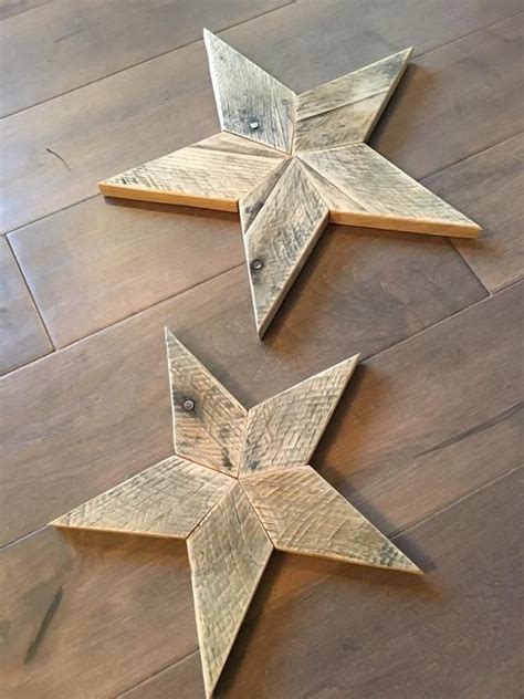 Set Of 2 Reclaimed Wood Star Wooden Star Star Wall Art Image 1 Wooden