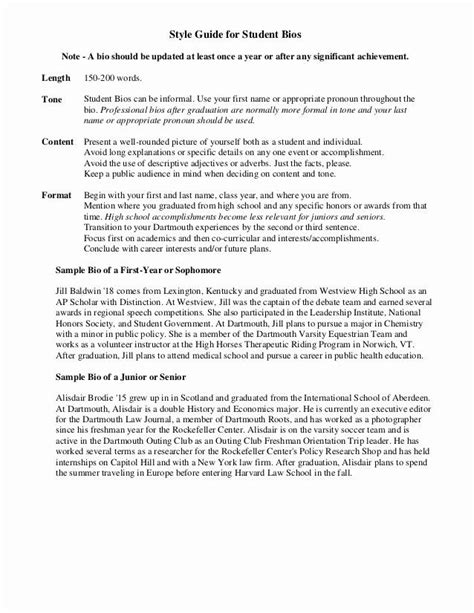 Biography Template For Students Lovely Sample Student Bio Nanny Job