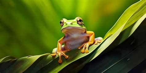 Premium Photo Dumpy Frog On Leaves Frog Amphibian Reptile Generative Ai