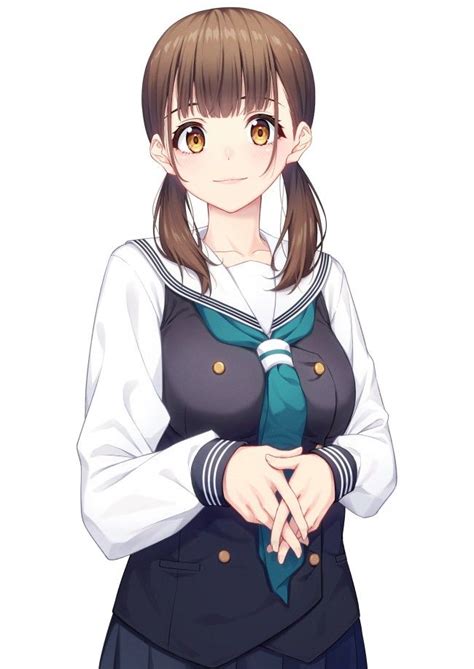 Wallpaper Anime School Girl Twintails Brown Hair School Uniform