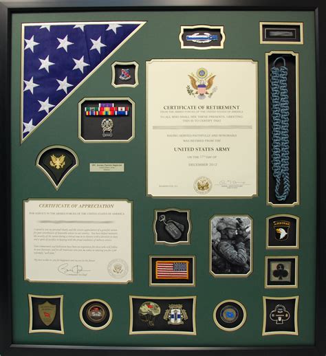 Army Certificate Of Retirement Shadow Box Display