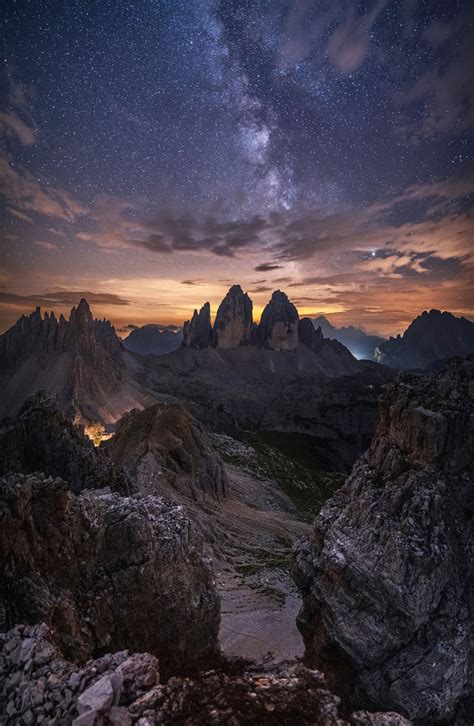 Stardust Vertorama Of The Tree Peaks In The Dolomitesitaly Nature