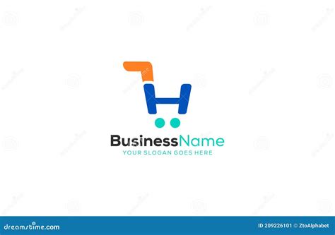 Letter H With Shopping Cart Logo Stock Vector Illustration Of Shop