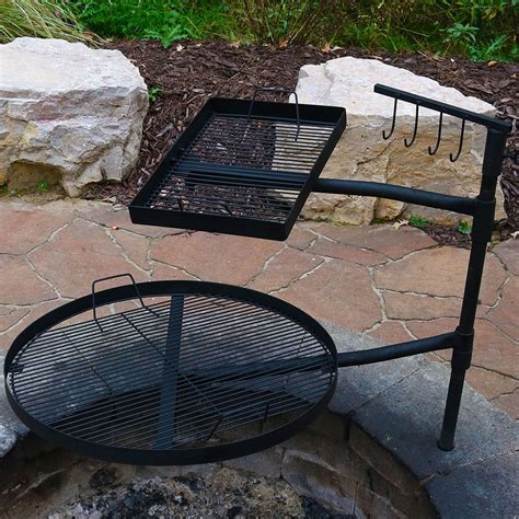 Sunnydaze Dual Campfire Cooking Swivel Grill System In Fire Pit Bbq Fire Pit Backyard