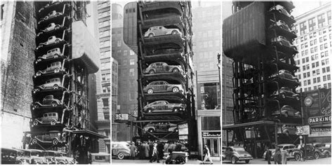 Space Saving Amazing Vintage Photographs Of Vertical Parking Lots From