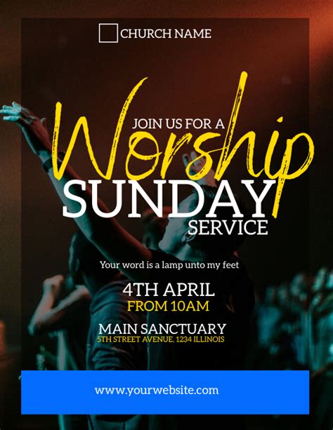Worship Sunday Service Flyer Template Postermywall