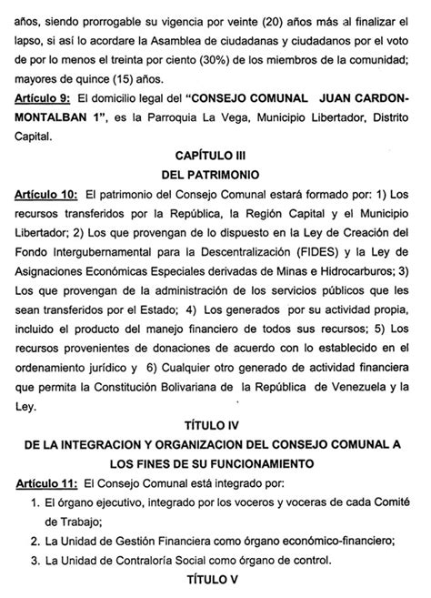 Consejo Comunal Juan Cardón Y Asocire Acta Constitutiva Y Estatutos