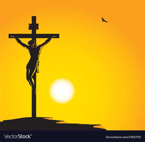 Banner With Jesus Christ Crucified On Cross Vector Image
