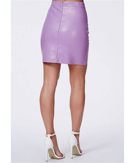 Lyst Missguided Rica Faux Leather Bodycon Mini Skirt In Lilac In Purple