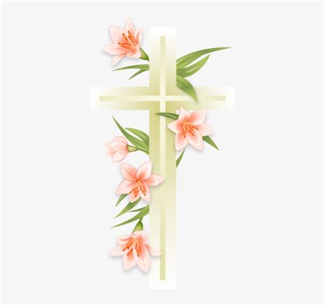 Easter Pascal Cross With Lily Flowers Vector Illustration Flower