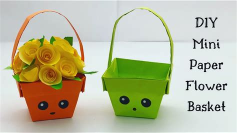 Diy Mini Paper Flower Basket Origami Basket Diy Paper Craft