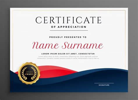 Elegant Blue And Red Diploma Certificate Template Vector Free Download
