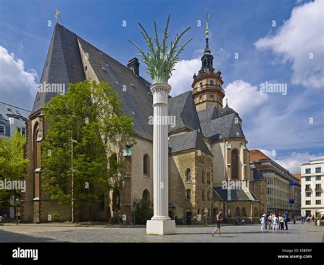 St Nicholas Church With Nikolai Column In Leipzig Germany Stock Photo