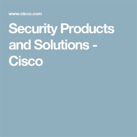 Security Products And Solutions Cisco
