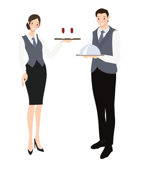 Professional Waiter And Waitress Flat Style Collection 4938233 Vector