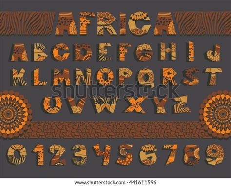 Vector Illustration African Alphabet Nubmer Set Stock Vector Royalty