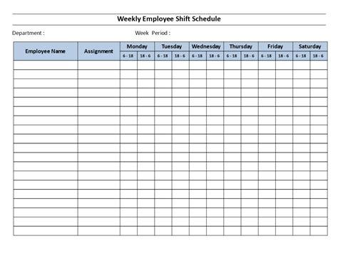 Weekly Employee 12 Hour Shift Schedule Mon To Sat Download This Free