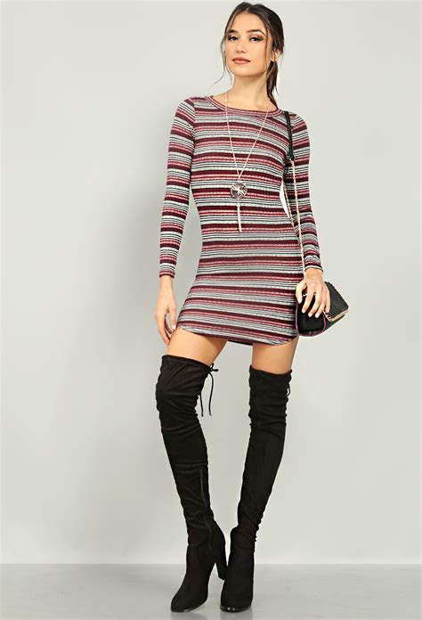 Striped Bodycon Dress Wnecklace Shop Whats New At Papaya Clothing