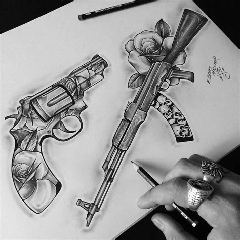 50 Gun Tattoo Gangster Coloring Pages Forgangster Clo