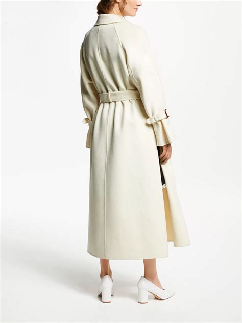 Weekend Maxmara Double Breasted Belted Maxi Wool Coat White