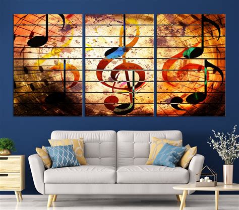 Treble Clef Large Canvas Wall Art Abstract Music Artwork Etsy Uk