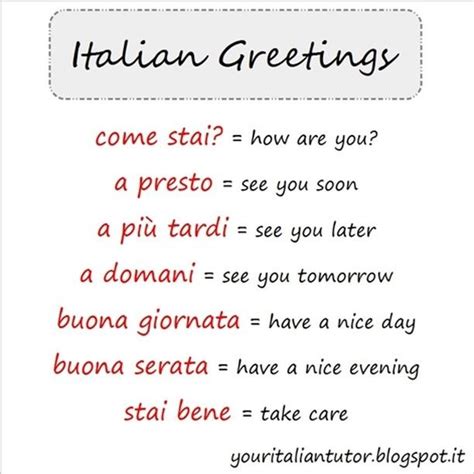 I Saluti Italian Greetings Italianteacher Italianlessons