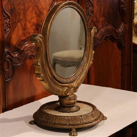 Lighted standing vanity makeup mirror strong magnification gold vintage glamour. 19th Century, French Empire Swivel and Tilt Makeup Mirror ...