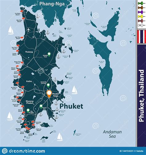 Tourist map of island of phuket, thailand. Karte Von Phuket-Provinz, Thailand Vektor Abbildung ...