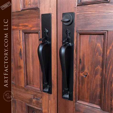 Lever Style Castle Door Handles With Matching Hand Forged Backplate