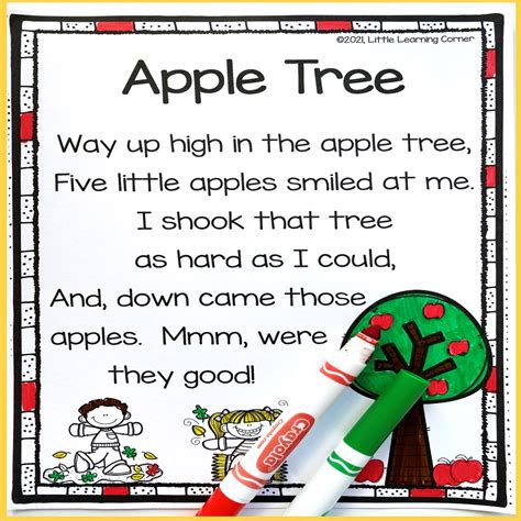 5 Apple Poems For Kids Songs And Rhymes Little Learning Corner