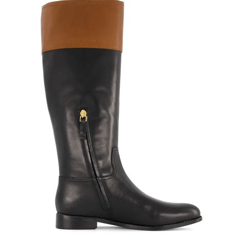 Justine Burnished Leather Riding Boot Blackdeep Saddle Tan Shoes For