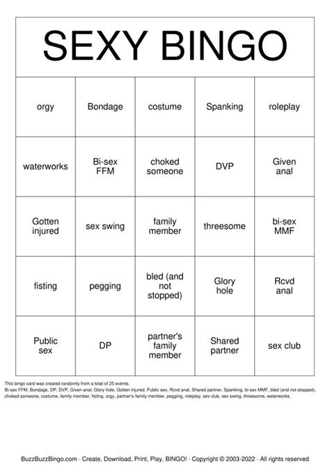 Kinky Sex Bingo Bingo Cards To Download Print And Customize