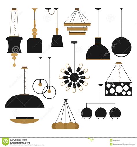 Household Lamps Silhouettes Set Stock Vector Illustration Of Drawing