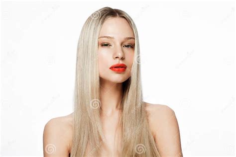 Beauty Portrait Model With Shiny Blonde Hairstyle Stock Photo Image