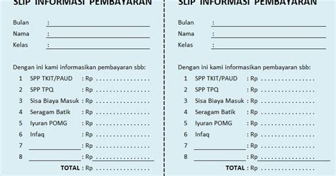 Contoh surat tagihan spp tk. TKIT-TPQ BAITUL 'AINI: Slip Informasi Tagihan Pembayaran ...