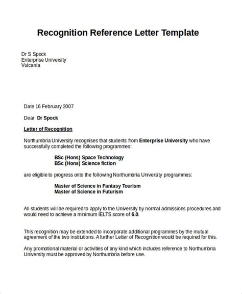 18 Reference Letter Template Free Sample Example Format