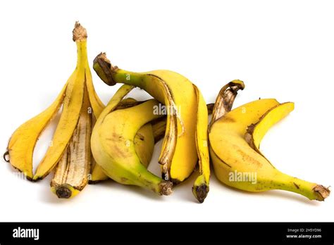 Many Banana Peels Isolated On White Background Pile Of Organic Waste