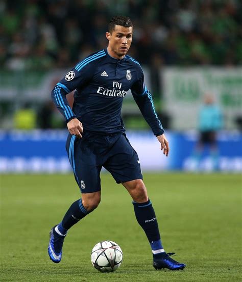 Real Madrids Portuguese Forward Cristiano Ronaldo Kicks The Ball