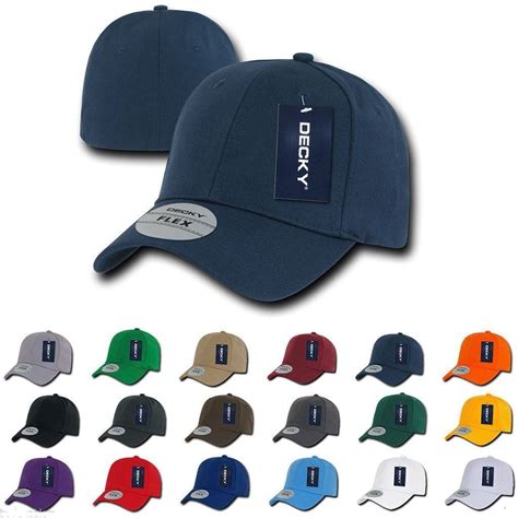1 Dozen Decky Blank Fit All Flex Fitted Baseball Hats Caps 6 Panels Wh