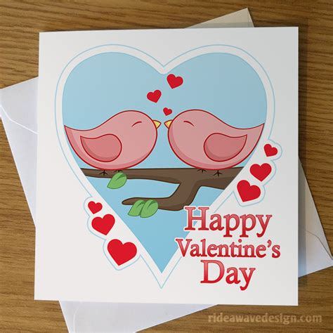 Valentines Love Birds Card Greeting Cards Ride A Wave Design