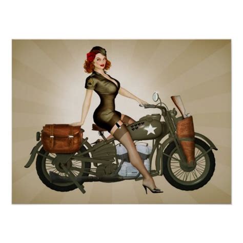 Sgt Davidson Army Motorcycle Pinup Poster
