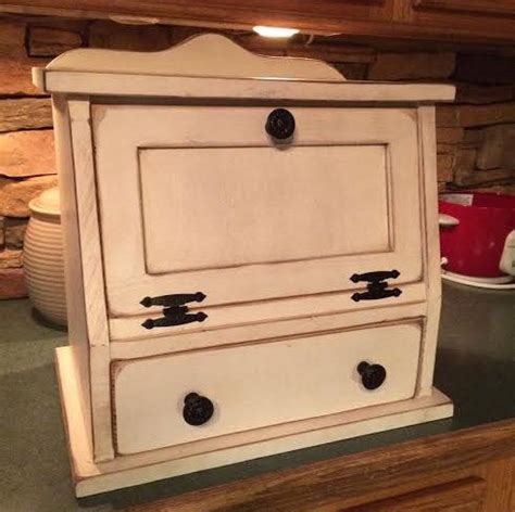 How to make a paper towel holder for your kitchen. Bread Box, with Drawer, FREE SHIPPING, Shabby, Chic, Wood, Kitchen, Cottage… | Diy wood box ...
