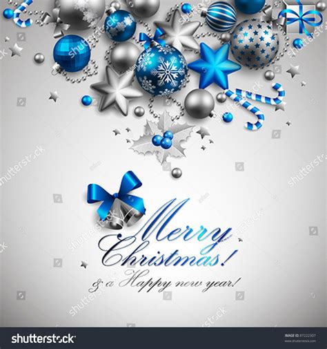 Beautiful Blue Silver Christmas Background Vector Stock Vector 87222307