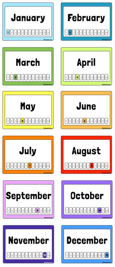 Free Printable Months Of The Year Room