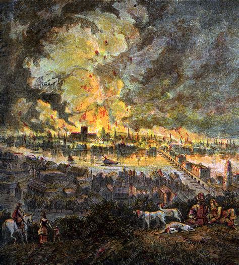 One of the most famous disasters in london's history, the great fire of 1666 devastated the heart of england's capital, destroying more than 13. Great Fire Of London, 1666', (c1850) - Stock Image - C045 ...