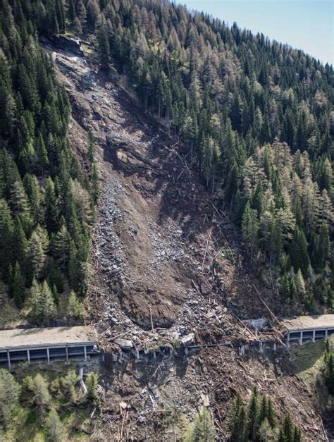 Melting Snow Causes Massive Landslide Onto Mountain Roads Sparking