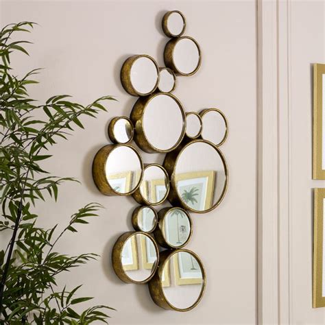 Gold Multi Circle Wall Mirror 61cm X 103cm Mirror Wall Gold Metal
